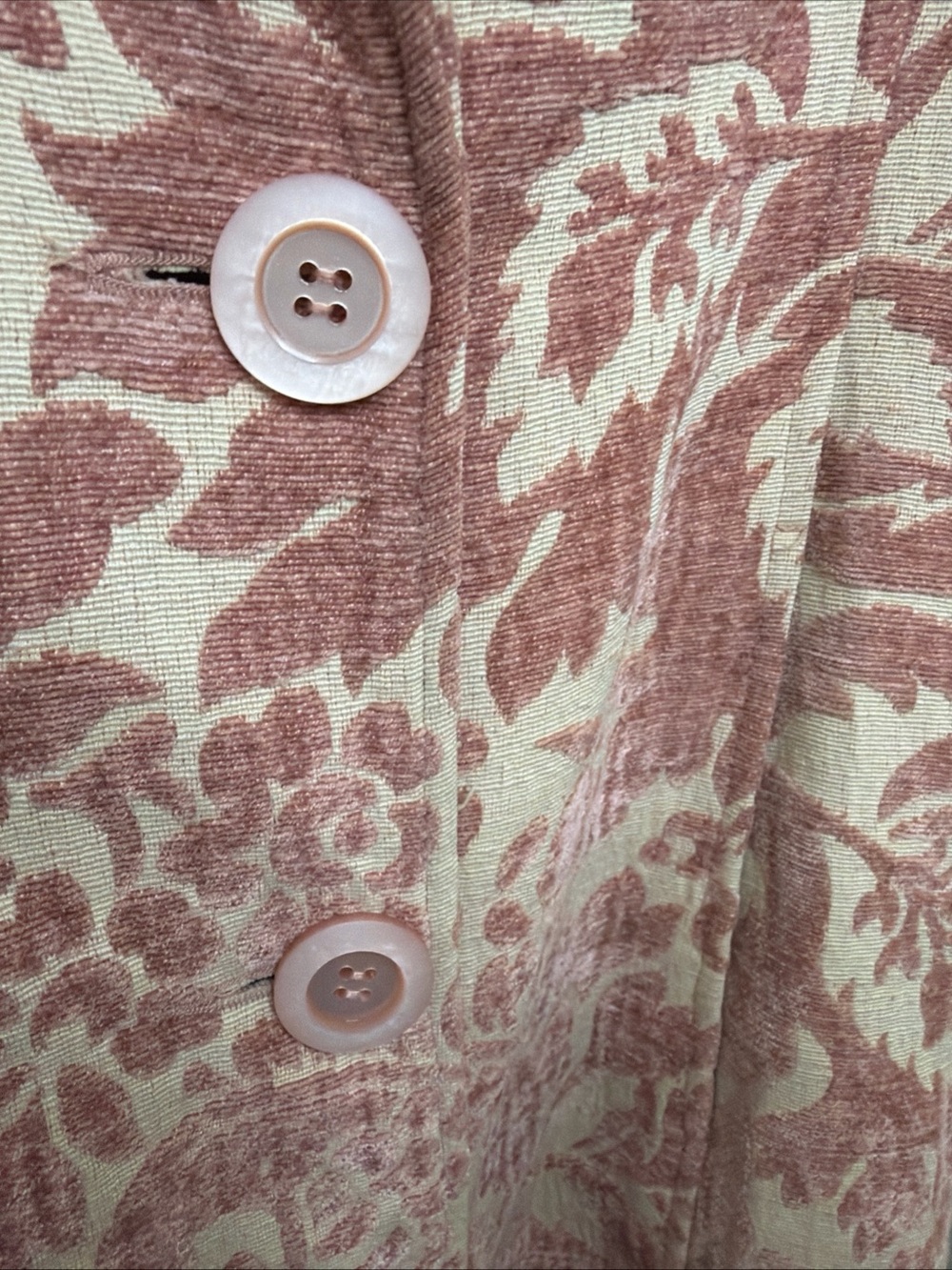 Y2K Arden B. blush pink floral brocade tapestry trench coat size medium - Picture 6 of 12